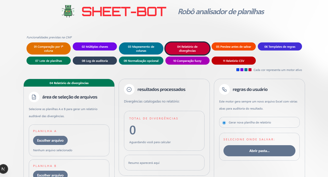 Tela do SHEET-BOT ocupando todo o card